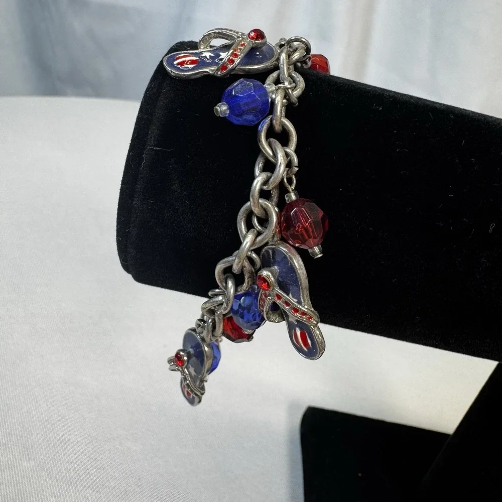 Red & Blue Americana Flip Flip Charm Bracelet With Toggle Clasp